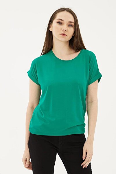 Nazen Giyim Folding Sleeve Zero Collar Green Women's Bluz 0194-2Y5