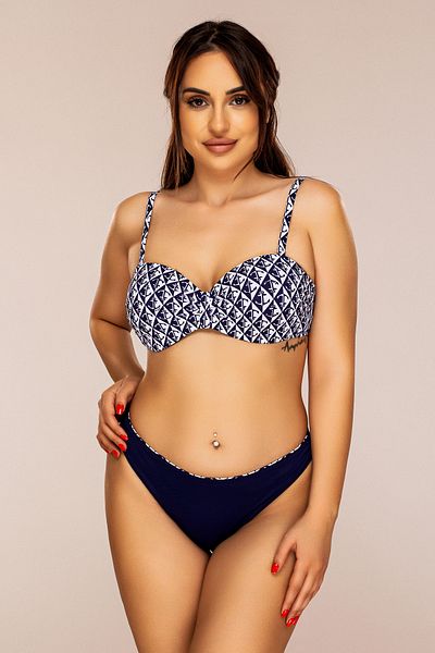Lush Fashion Navy Blue Two-Piece Swimsuit