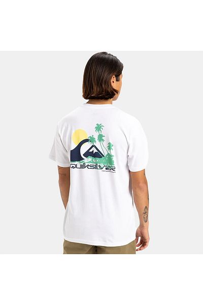 Quiksilver Palm Lines Men's White Round Neck T-Shirt