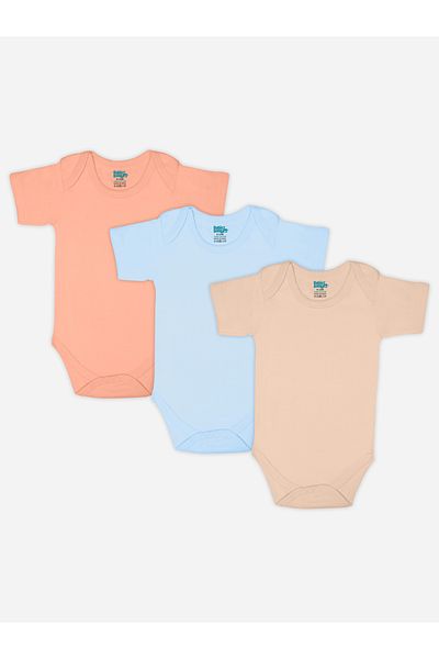 Babies Basic By Styli مجموعة من 3 قطع - بدلة جسم قصيرة الأكمام من القطن الممشط