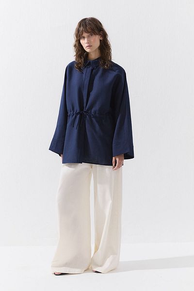 Hooopstore Πουκάμισο Lyocell Λινό με Συσκευασία Μπλε Navy Blue