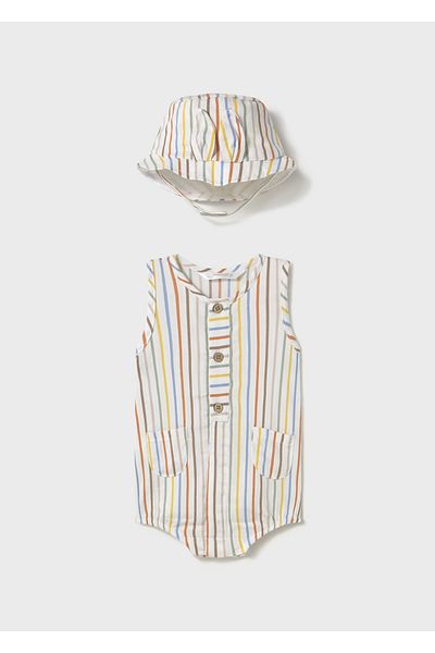 MAYORAL Baby Boy Striped Hat Jumpsuit Multicolor 1603