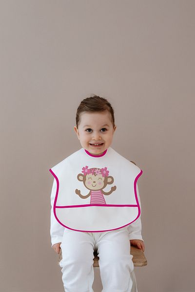 Messido Half Sleeve Bib |   Easy to Clean |   Liquid Proof Baby Feeding Bib |   Monkey Pattern