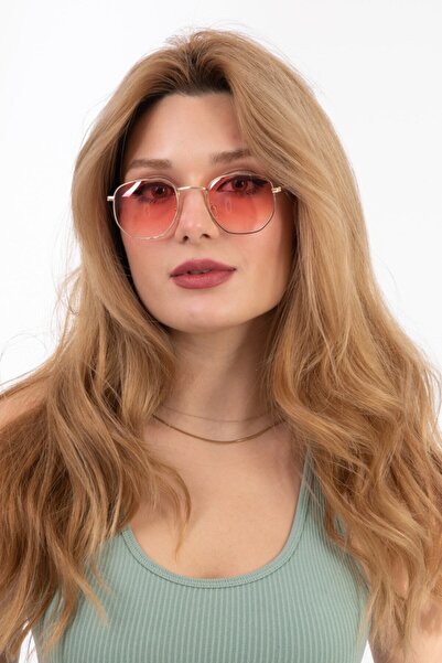 Takı Dükkanı Belletti Pembe Altıgen Hexagonal Güneş Gözlüğü Gözlük bl1841