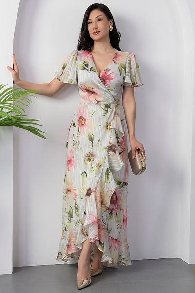 PULLIMM Double Breasted Collar Flounces Tie up Dress Yzc25Y230