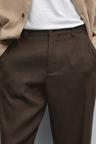 Massimo Dutti Straight fit ince çizgili pantolon