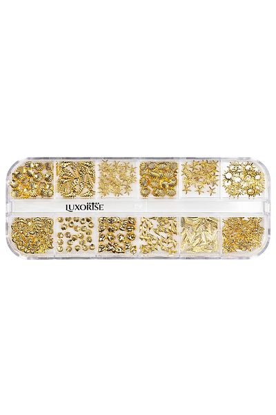 LUXORISE Strasuri pentru unghii, auriu de vară, 12 modele