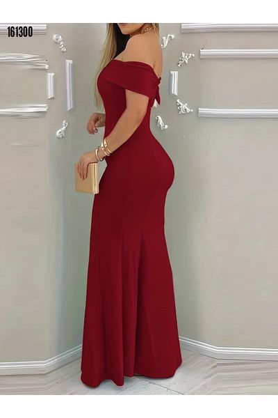 Modayakamoz Rochie de damă din crepon importat, cu mânecă scurtă, guler Madonna, talie lungă