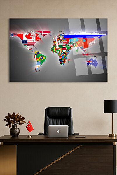 TAULART SVETSKA MAPA SA ZEMLJAMA ELEGANTAN I LUKSUZAN NEKIRJIV MODERAN STAKLE...