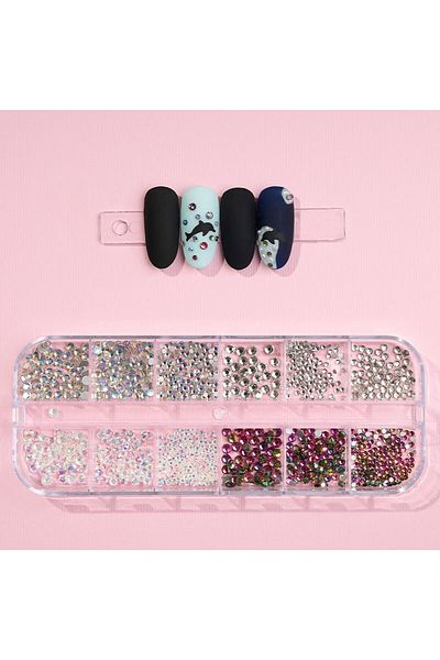 LUXORISE Strasuri pentru unghii, Crystal Party, 12 modele