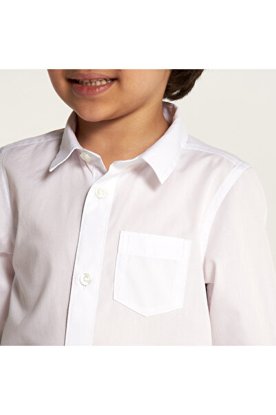 Juniors Solid Shirt with Long Sleeves and Pocket - Set of 2