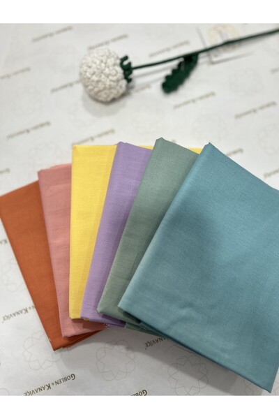 goblenkanaviçe Pamuklu Kumaş Seti 6'lı 50x100 cm, Poplin Kumaş Seti Düz Renkler