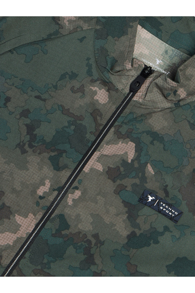 Technosport By Styli Men Camouflage Printed Mock Neck Slim Fit Jacket with TS FLEXI