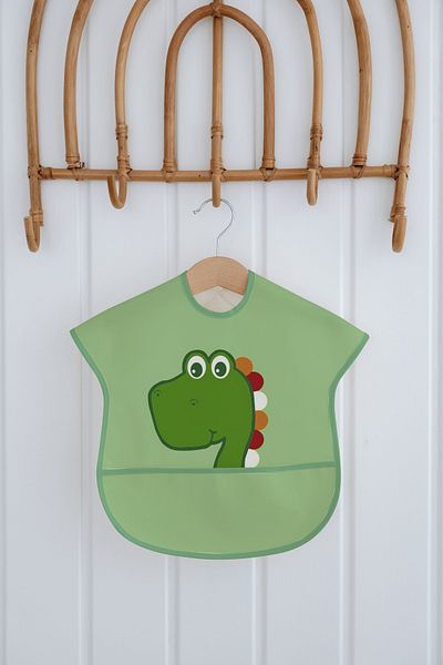 Messido Half Sleeve Bib |   Easy to Clean |   Liquid Proof Baby Feeding Bib |   Dinosaur Pattern