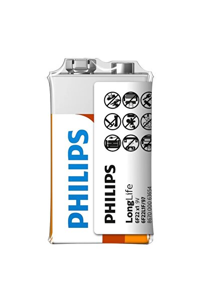 Philips Extra Zinc Çinko Chloride 6F22 9 Volt Pil (12'li Paket)