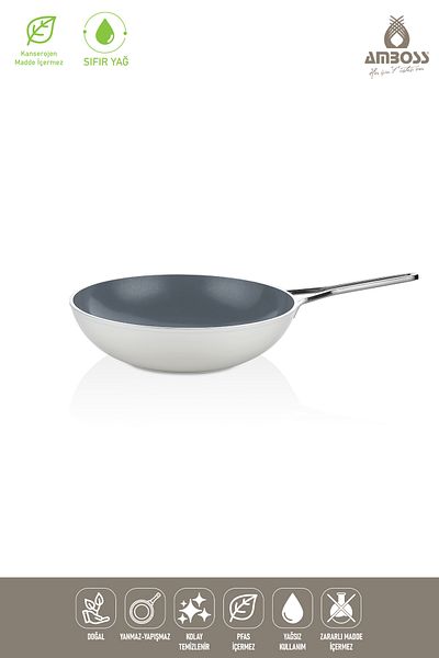 Amboss Sera Nova Fireproof Non-Stick Ceramic Wok Pan 28 cm – White