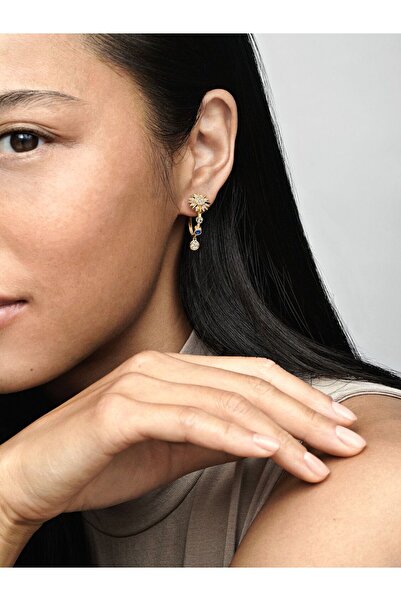 Pandora Two Tone Solar System Sun and Moon Earrings