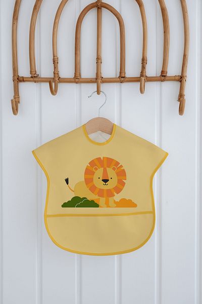 Messido Half Sleeve Bib |   Easy to Clean |   Liquid Proof Baby Feeding Bib |   Lion Pattern