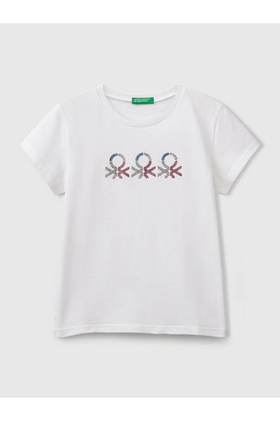 Benetton White 6-14 Years Old Tools Tshirt Girls Printed Tshirt