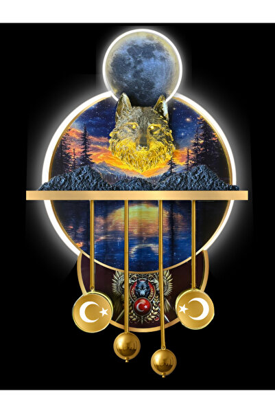 3D AKSESUAR DÜNYASI Kurt Aplik Duvar Aydınlatma Kurt Dekor Ülkücü Bozkurt Ofi...