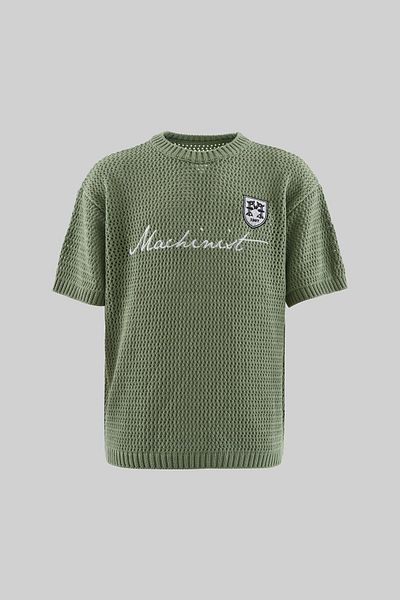 Machinist Mchnst Knit Badget Detailed Tee Water Green