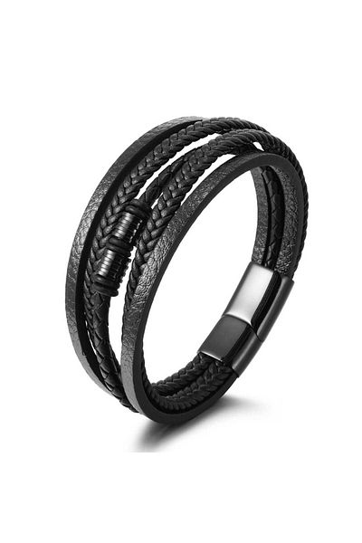 Toro Nero Brățară bărbătească din piele naturală neagră Icon