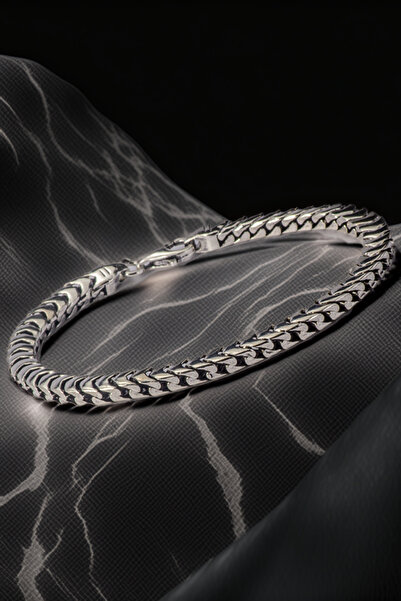 OSMANLI GÜMÜŞ Erkek Gümüş Bileklik - İnce Yassı Snake Parlak Model Erkek Künye