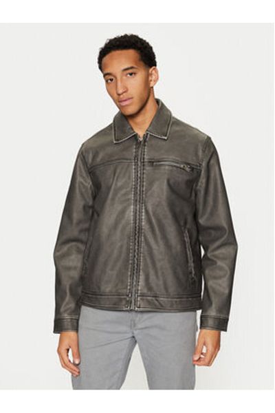 Brave Soul Men's Faux Leather Jacket MJK-DIVISIONPU Gray