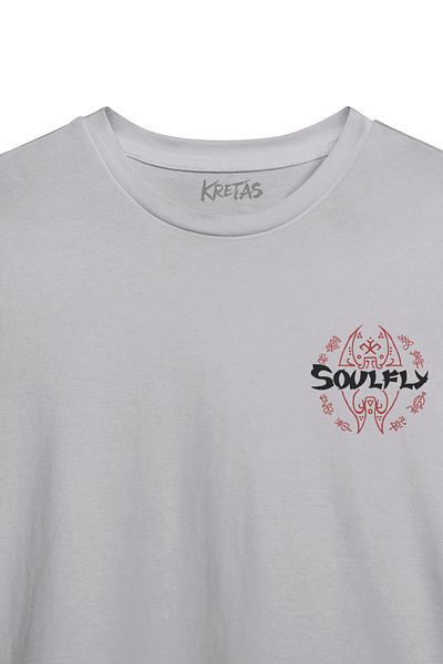 Kretas Μπλουζάκι Unisex γκρι χρώμα Soulfly Minimal μπλουζάκι με στάμπα μπροστά από βαμβακερή κανονική εφαρμογή