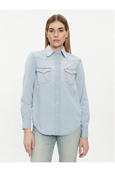 WRANGLER Cămașă din denim pentru femei 112351961 albastră