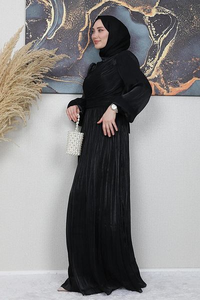 GİYZAMİLA Μεταξωτό φόρεμα Hijab Μαύρο