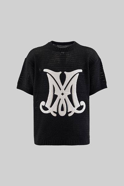 Machinist Mchnst Knit m Letter Applique Tee Black
