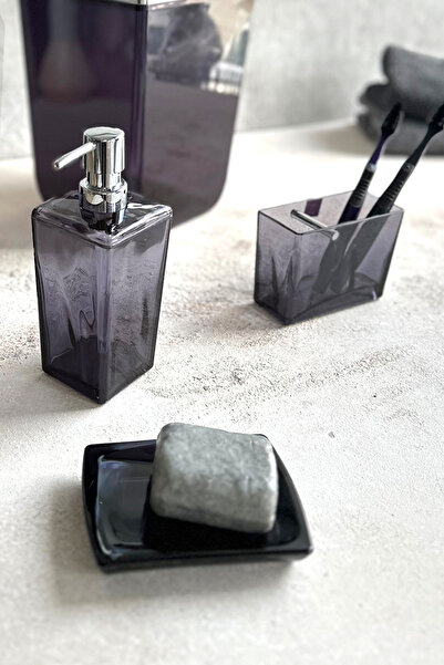 Prima Nova Biga 3-Piece Bathroom Set-Transparent Black