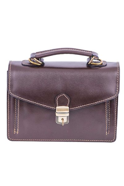Toro Nero Geantă bărbătească din piele naturală maro Key leather orizontală