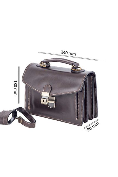 Toro Nero Geantă bărbătească din piele naturală maro Key leather orizontală