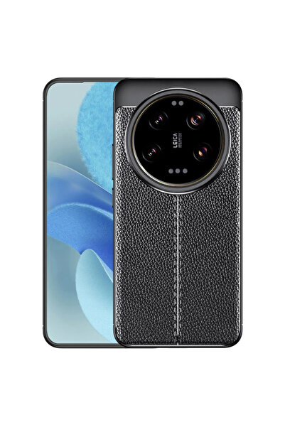 Fibaks Xiaomi Mi 15 Ultra Kılıf Kamera Çıkıntılı Deri Görünümlü Dikiş Desenli...