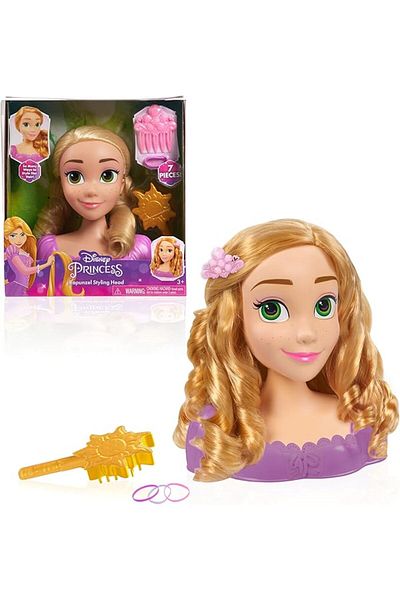 JustPlay Disney Princess Rapunzel Styling Head – 20cm Doll Head with Brush, Comb & Hair Bands by Just Play