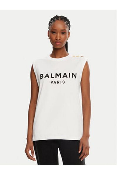 BALMAIN Top de damă CF1ED001BB02 Alb