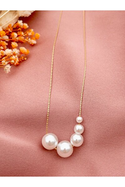 Siya Silver Kararmaz Çelik İncili Kadın Kolye