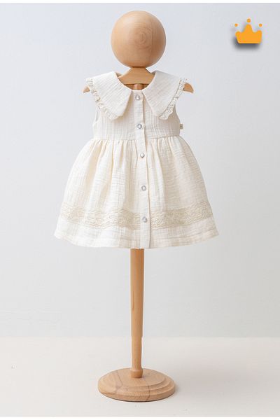 Mymio 0-24 Months 100% Cotton Baby Girl Child Whistle Lace Glittery Muslin Summer Holiday Dress 4212