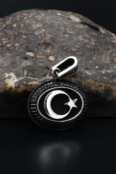 Prestige Kolye Ucu Ay Yıldızlı (AYYILDIZLI) Mikro Taş Süslemeli 925 Ayar Gümü...