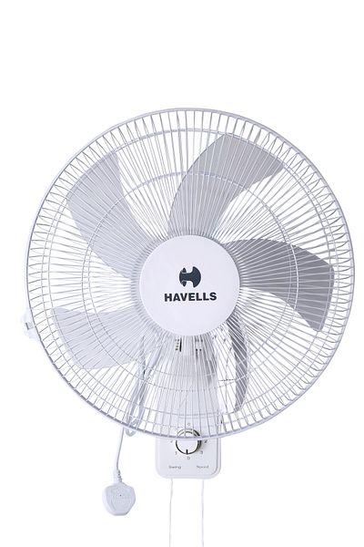 HAVELLS Oro Wall Fan White 400Mm | 3 Speed Levels Wall Mounted Cooling Fan with 2 Pull String Cords
