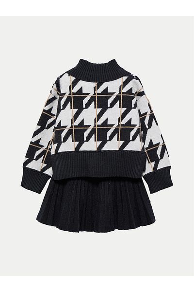 Abel & Lula abel lula Girl Sweater and pencil skirt set 5547 White, Black