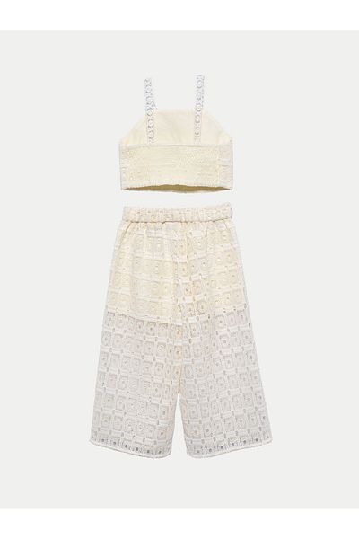 Abel & Lula abel lula Girl Set top and pants 5236 Ecru