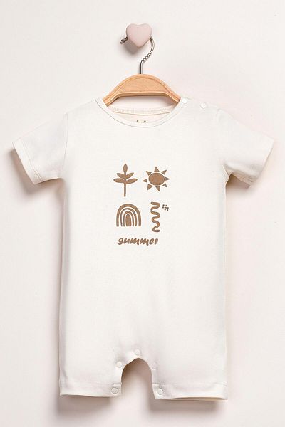 Mini Ropa Beige Color Baby Summer Short Sleeve Jumpsuit