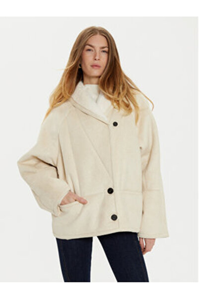 Vicolo Palton din piele de oaie pentru femei TS0038 Ecru