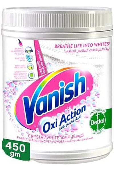 Vanish Oxi Action Crystal White Stain Remover Powder with Scoop, 450g