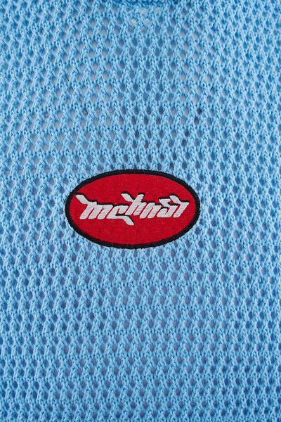 Machinist Mchnst Knit Y2K Embroidery Detailed Tee Baby Blue