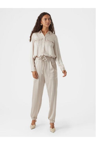 Vero Moda vero moda Pantaloni din material textil pentru femei 10300405 Ecru