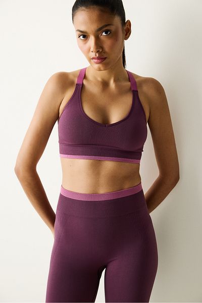 Penti Sutien sport fără cusături de contrast Plum Light Support